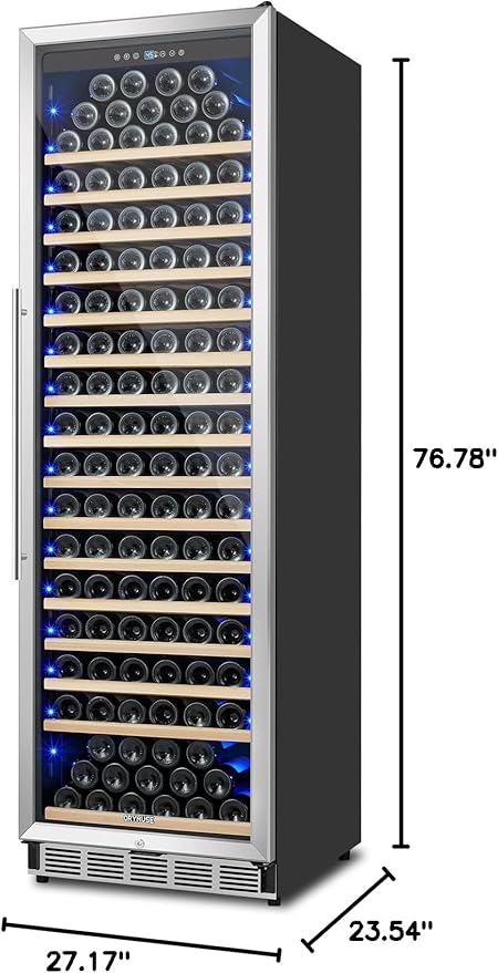 ORYMUSE Large 200 Bottle Wine Fridge - 24 Inch Wine Cooler Refrigerator, Freestanding and Built-in Design, Upgraded Compressor Cooling, Intelligent Temperature Memory
