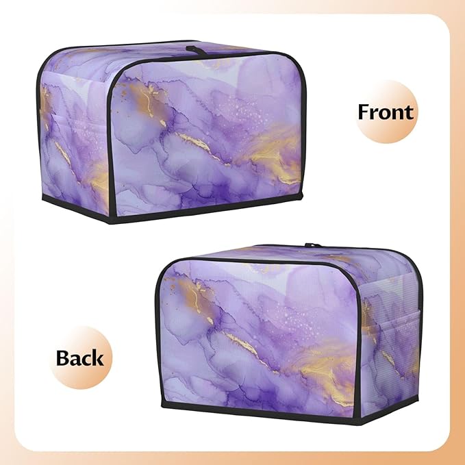 Toaster Cover 2 Slice Pastel Purple Marble Kitchen Small Appliance Covers with Pockets Dust and Fingerprint Protection