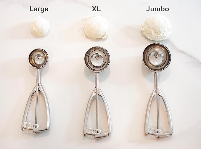 Jenaluca Large Scoop - Ice Cream, Cookie Dough & Cupcake Scooper - 3 tablespoon 1.5 ounce disher #24 stainless steel icecream, batter & baking scoop