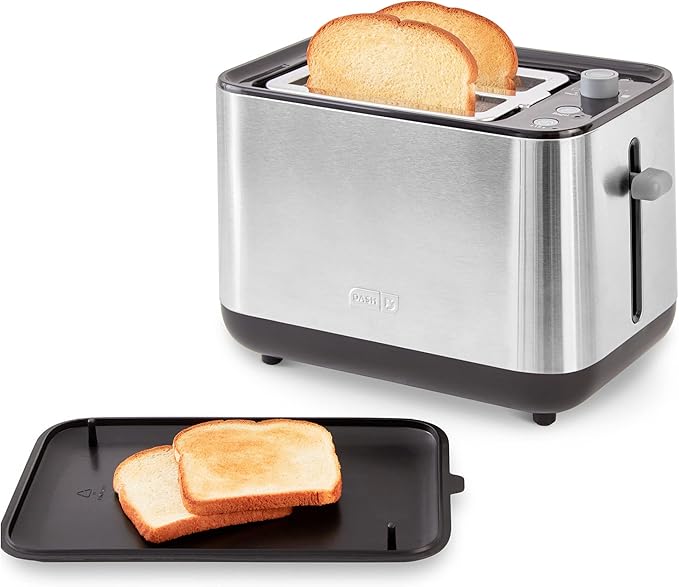 Dash SmartStore® 2-Slice Toaster - Five-Browning Levels, Extra-Wide Slots & Compact Size - Included Storage Lid - 1-Touch Bagel & 15-Second Functions - Black