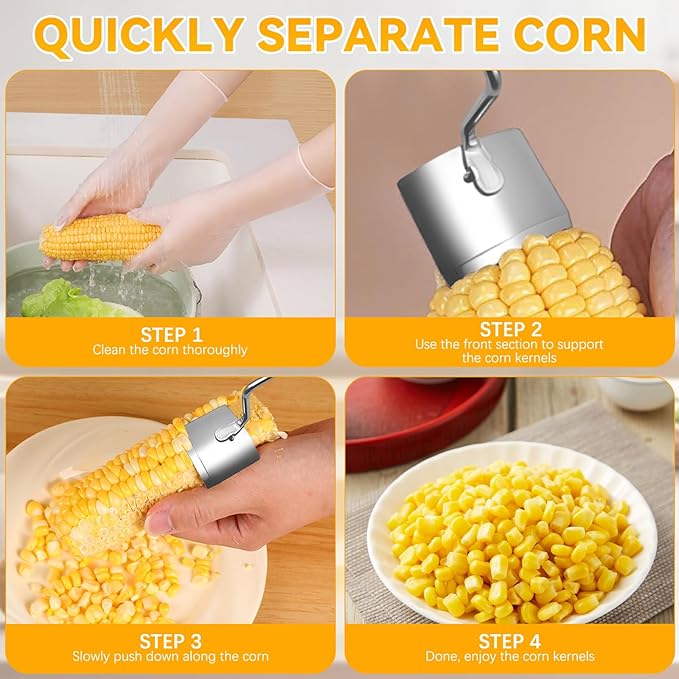 Stainless Steel Corn Peeler, Corn Cob Stripper, Long Handle Stainless Steel Corn Stripping Tool, Corn on the Cob Remover, Easy Clean Corn Cob Peeler for Home Kitchen and Outdoor Dining (1pc)