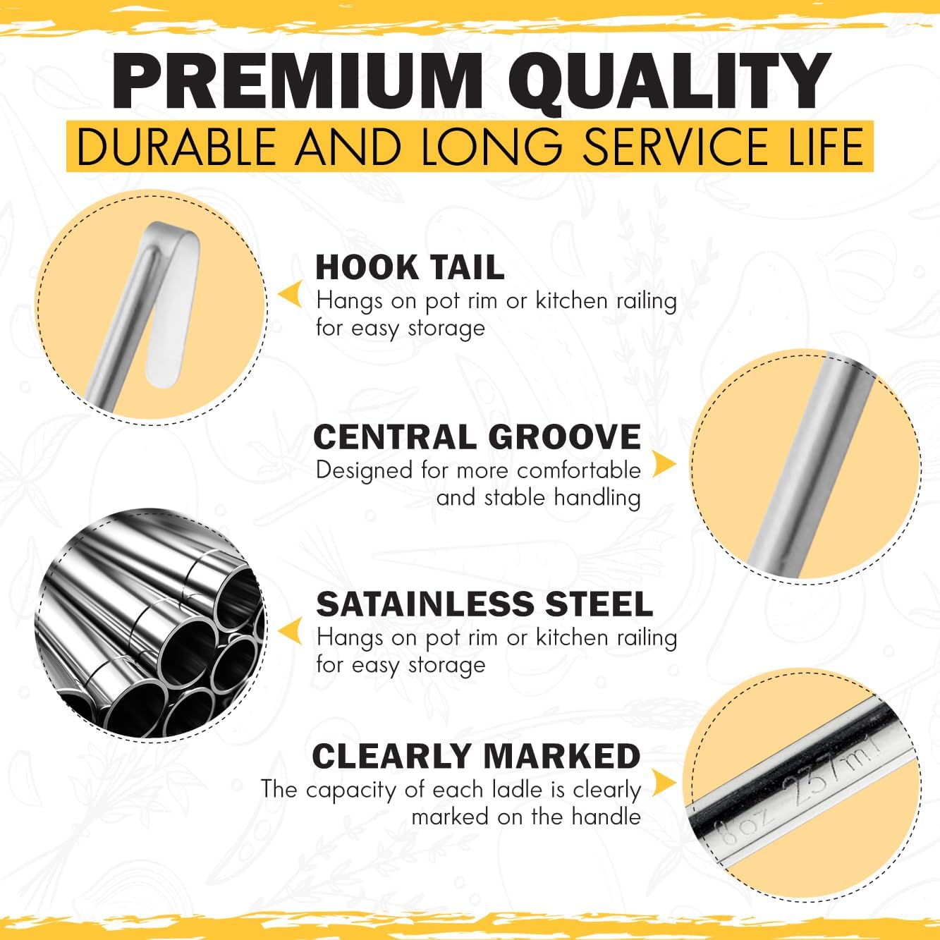Ladle - Durable Stainless Steel Ladle Serving Measuring Soup Dressing Sauce Gravy Sturdy Dependable Long Handle for Kitchen - 12 Oz.