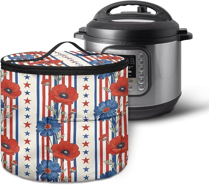 Stars And Stripes Pressure Cooker Insulation Bag for America250 Rose Print Insulated Carrier Electric Pressure Cooker Storage Bag Keep Your Cooker Dust Free