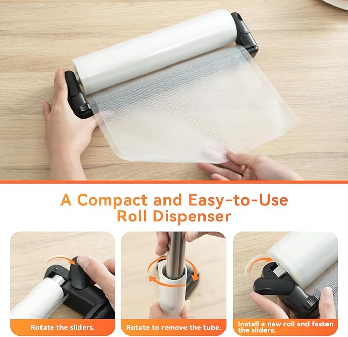 Rolls with Dispenser - 6 Pack 3 Rolls 11"x20' & 3 Rolls 8"x20', Vacuum Sealer Bags, Leakproof Heavy Duty Food Storage for Sous Vide, Meal Prep, Freezer, Compatible with Food Saver, Wevac Core