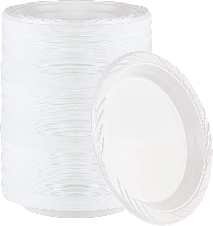 PLASTICPRO 400 Count Disposable 7 Inch White Plastic Plates