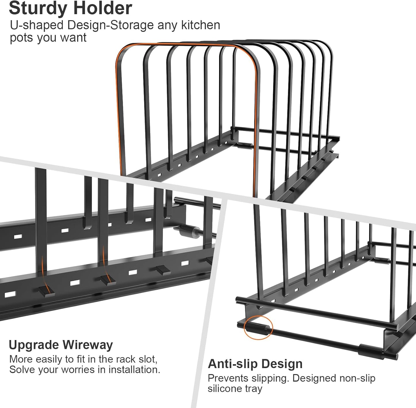 TEAMOLA Adjustable Bakeware Organizer Rack - 2pc Black Heavy-Duty Metal Cutting Board Rack for Cutting Boards & Cookware, Holds Utensils Up to 9.84" Wide (Space-Saving Holder Fits Narrow Countertops)