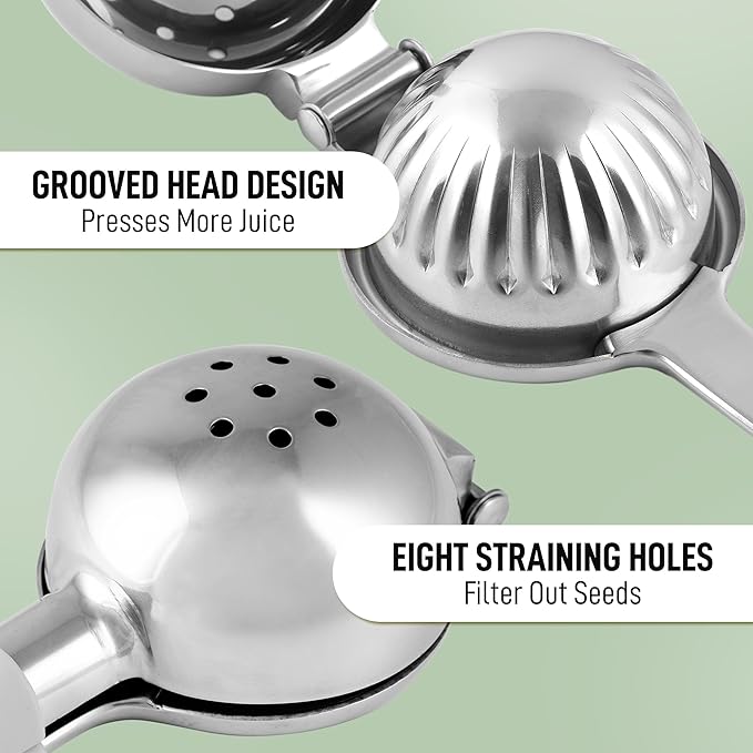 Zulay Kitchen Extra Large Lemon Squeezer Stainless Steel - Easy Squeeze Heavy Duty Lemon Juicer Hand Press - Ergonomic Citrus Squeezer & Fruit Juicer for Small Oranges, Lemons, & Limes - Silver