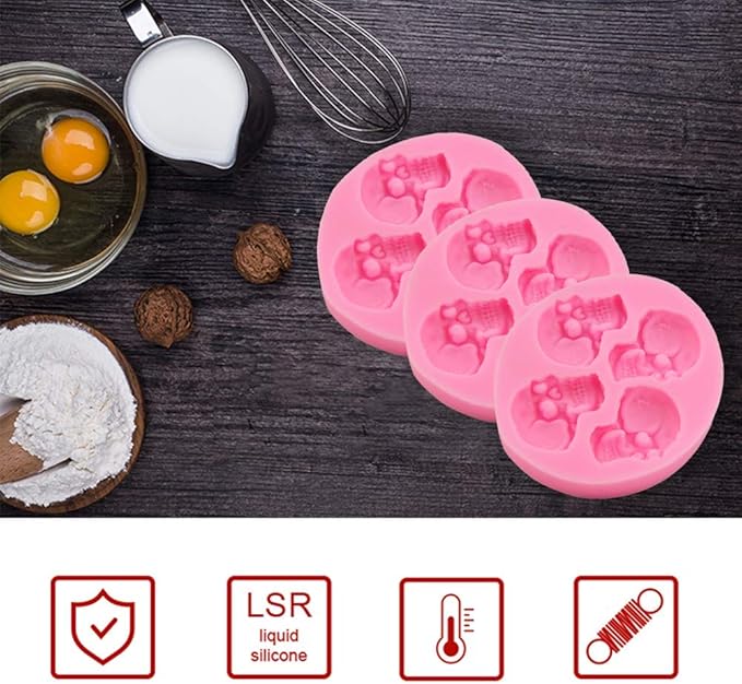 Chocolate Candy Molds, Halloween Skulls Silicone, Fondant Mold for Cake Decoration Wedding Party Supplies Set of 3