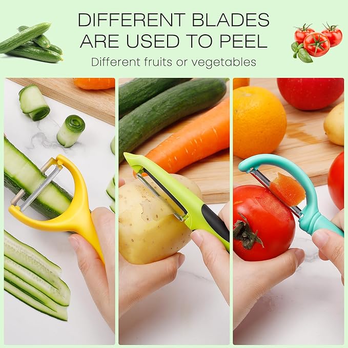 Senbowe Upgrade Potato Peeler for Kitchen, 6PCS Stainless Steel Vegetable Peeler, I and Y Veggie Food Peeler for Apple Fruit Carrot Zucchini Cucumber,Good Grip Makes Peeling Very Easy