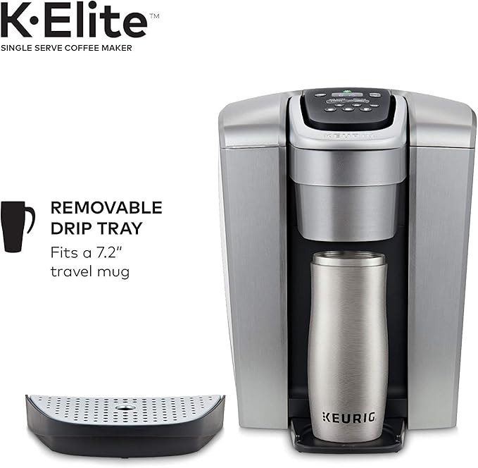 Keurig C K-Elite Maker, Single Serve K-Cup Pod Brewer, with Iced Coffee Capability, Extra Included, 75oz, Brushed Silver Plus Filter Bundle