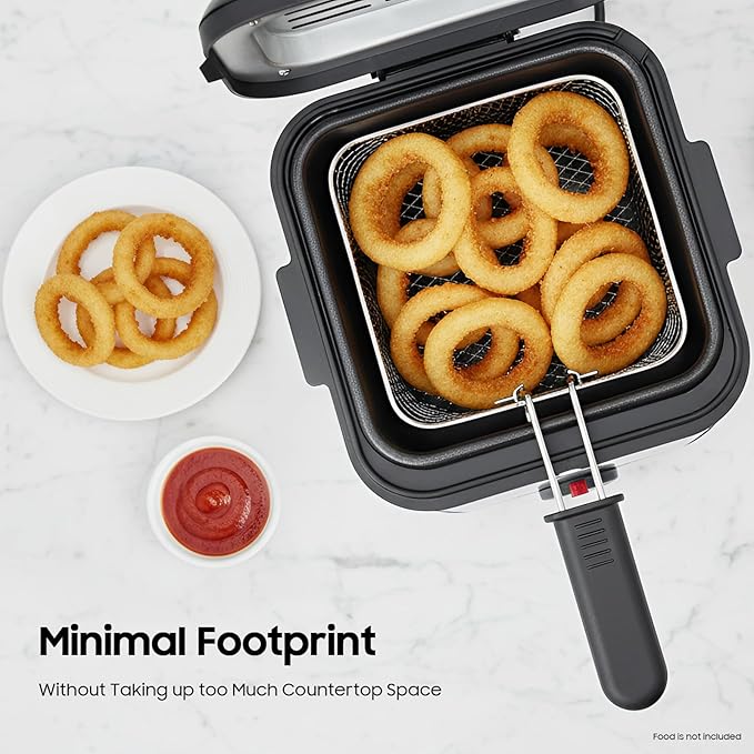 Deep Fryer with Basket, 2.5L Electric Deep Fryer, 1000W Electric Fryer with Viewing Window, Adjustable Temperature, Stainless Steel Body, For Make Various Fried Foods
