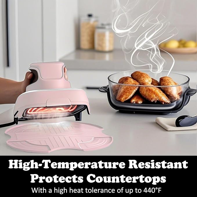 Tailored Ninja Crispi PowerPod Silicone Trivet – Hot Pads for Ninja Crispi Glass Air Fryer Accessories, Heat-Resistant, Non-Slip, Protection for Countertop (Pink)