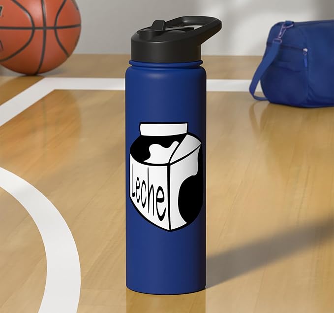 Leche Spanish Milk Carton Dairy Lover Stainless Steel Insulated Water Bottle