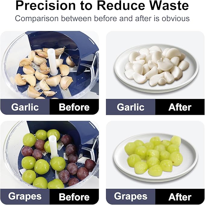 Automatic Garlic & Small Fruit Peeler - Rechargeable Electric Grapes Peeling Machine for Home, Commercial Kitchen - 1 Set (Blue)