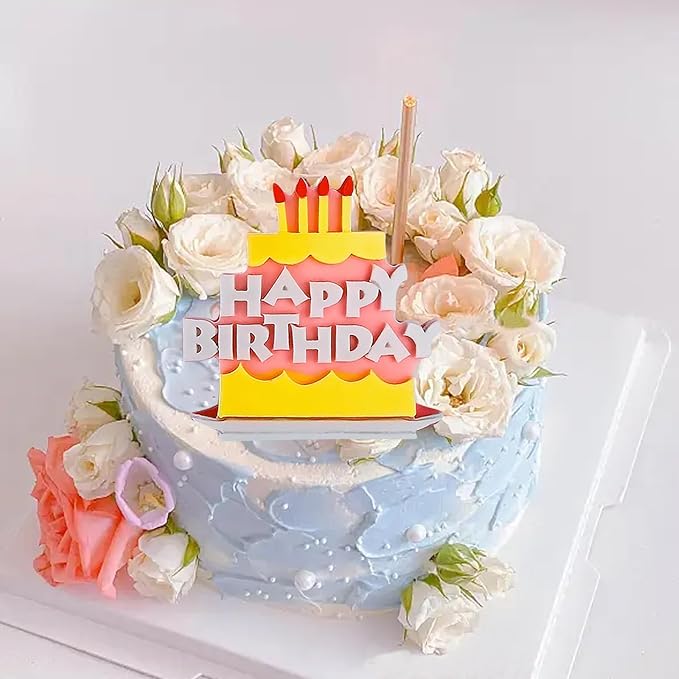 2 Pcs Birthday Cake Decoration Fondant Molds Cake Shape "Happy Birthday" Silicone Mold,for Cupcake Topper Chocolate Candy Marzipan Gum Flower Paste DIY Resin Plaster Clay Crafts