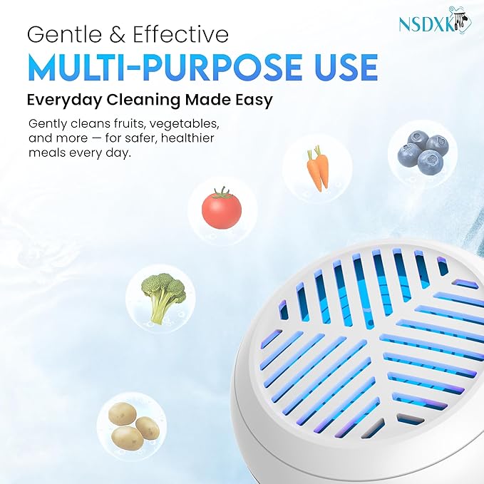 Fruit and Vegetable Washing Machine, Fruit Vegetable Cleaner Device, Portable USB Wireless Veggie Wash with Purification Technology, for Washing Fruits, Vegetables, Rice, Meat