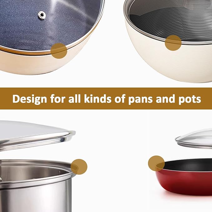 Tempered Glass Lid for Replacement, Clear Cover for Pans and Pots, 8, 9.5, 10.5, 11, 12, 12.5 Inch Lids for Cookware Cooking, Frying Pans, Skillets, Dutch Oven, Sauce Pan (12.6 In)