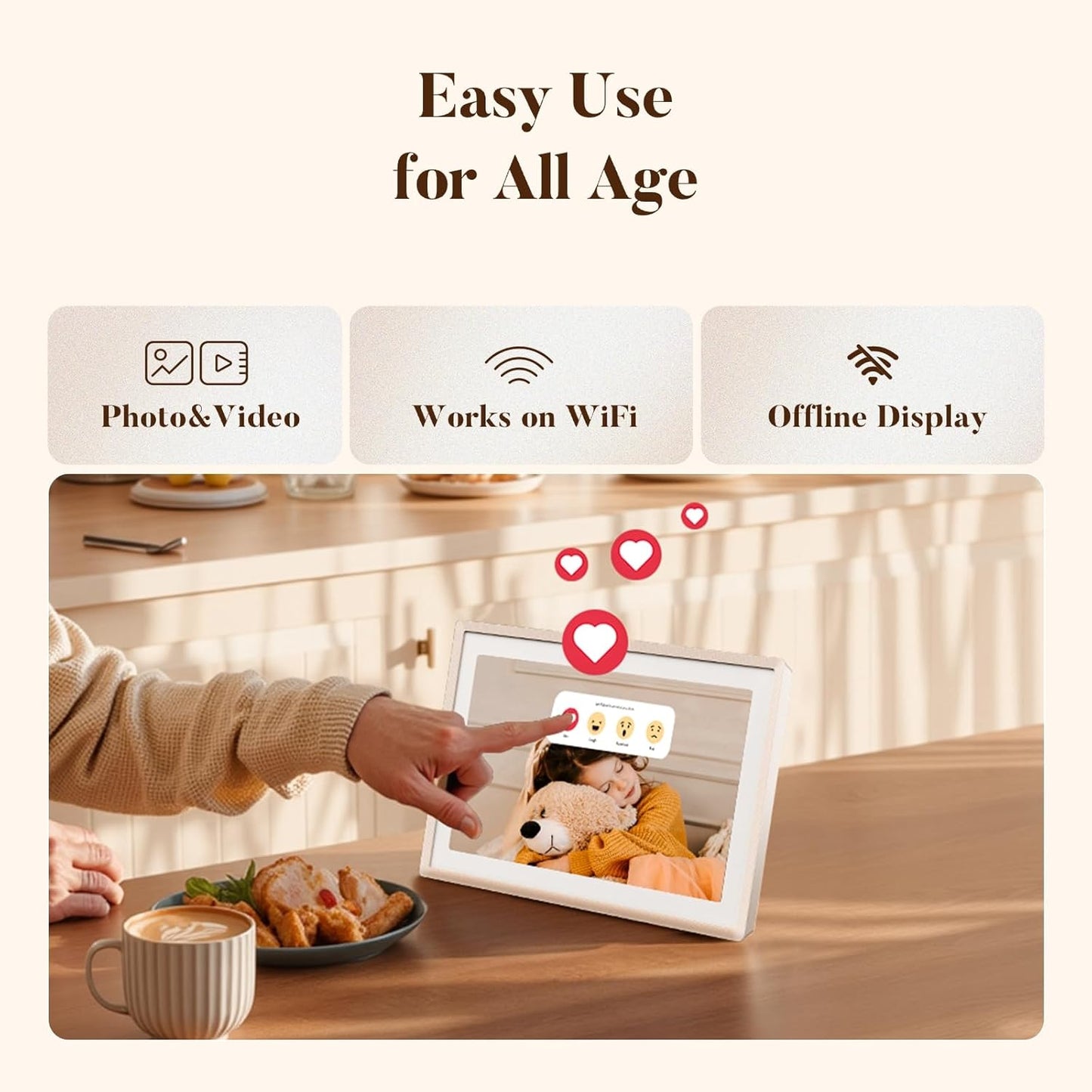 pexar by Lexar WiFi Digital Picture Frame 11″ | Yahoo Tech Best Tested Frame 2025 | 2K Resolution Ultimate Clarity, Anti-Glare Touch Stunning Screen for Gifting, Share Photos/Videos via APP, Sand