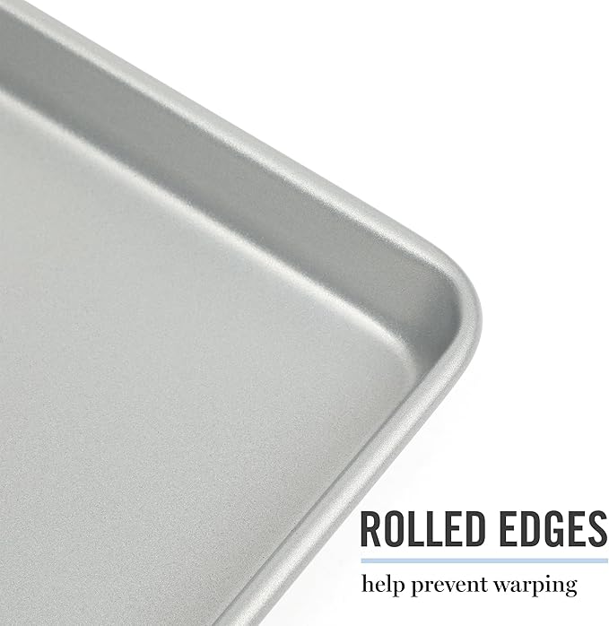 Martha Stewart Gallen 15 x 10 Inch Nonstick Carbon Steel Cookie Sheet – Silver, Durable Bakeware for Even Baking and Easy Cleanup