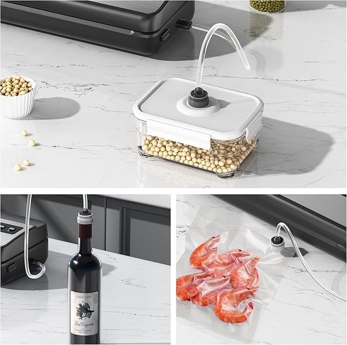 Vacuum Sealer Machine 80KPa Powerful Compact Food Vacuum Sealer with Bags Storage Includes 10 Bags 1 Bag Roll Dry Moist Modes for Food Preservation Kitchen Storage