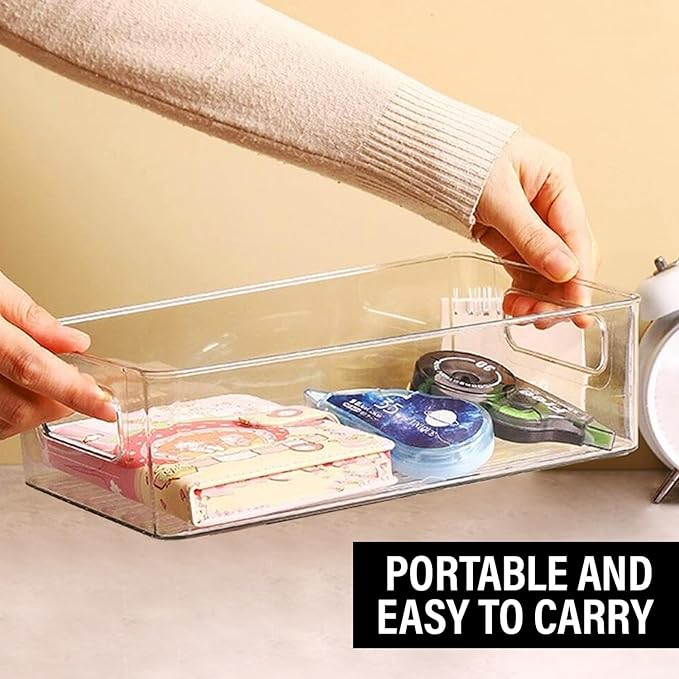 Clear Plastic Storage Bins, Home Bathroom Laundry Room Freezer Refrigerator Pantry Organizers and Storage Containers Fridge Organizer Bins Kitchen Organization Cabinet Medicine Bin for organizing