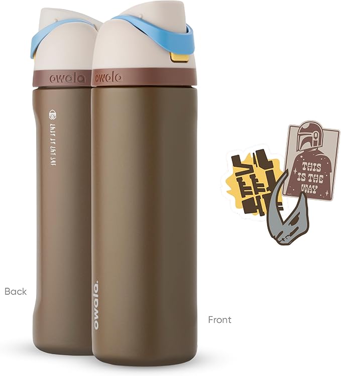 Owala Star Wars FreeSip Insulated Stainless Steel Water Bottle with Straw for Sports and Travel, BPA-Free, 24-Ounce, Mandalorian
