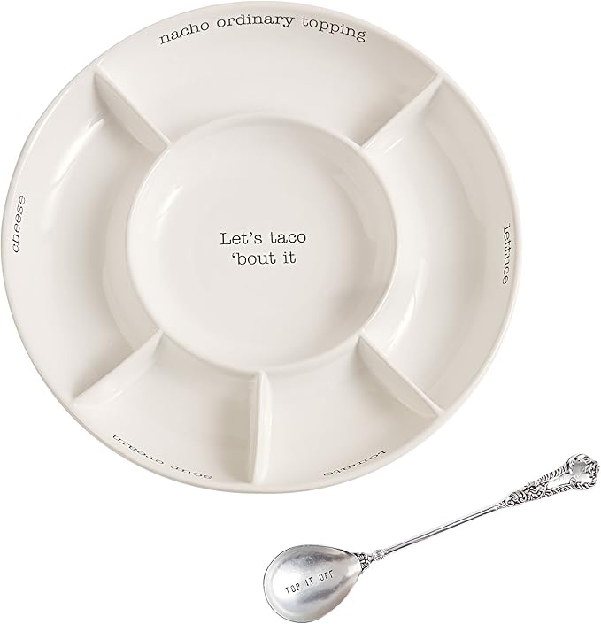 Mud Pie Taco bar Condiment Serving Platter, White