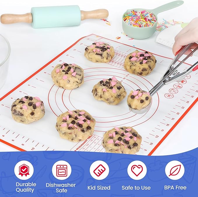 Vinino 11-Piece Kids Baking&Cooking Set – Real Baking Utensils with Cookbooks for Children, Toddler Safe Montessori Kitchen Accessories-Gift for Young Chefs Girls Boys Ages 6+