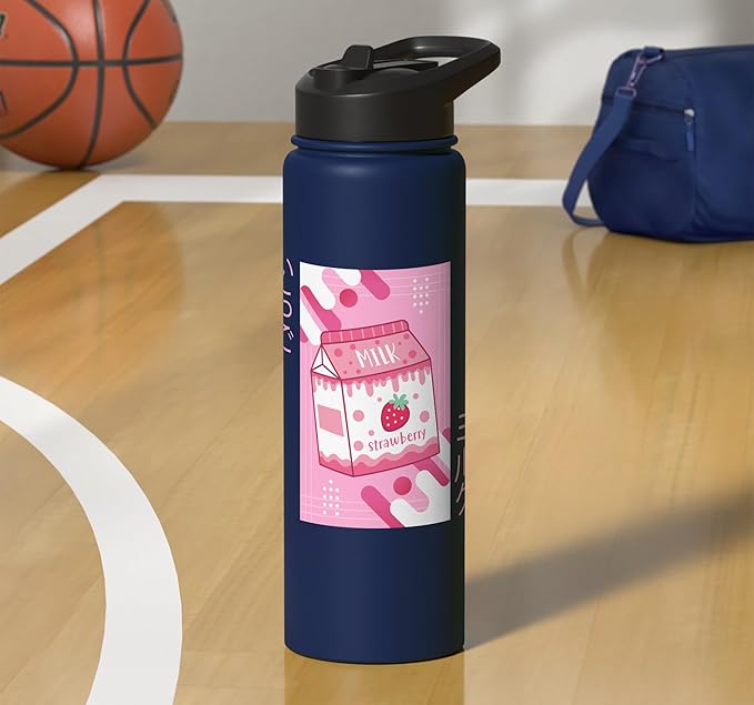 Strawberry Milkshake Tshirt Japanese Otaku Anime Kawaii Stainless Steel Insulated Water Bottle
