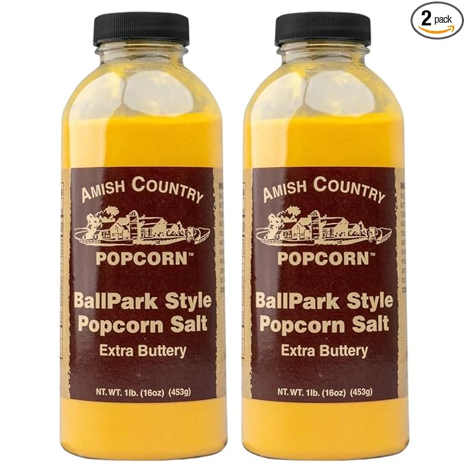 Amish Country Popcorn | 2-1 Pound Bottles | Ballpark ButterSalt Popcorn Salt | Old Fashioned, Non-GMO (2-1 Pound Bottles)