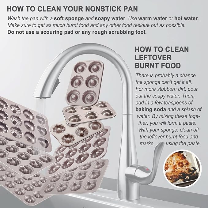 CHEFMADE Donut Mold Cake Pan, 12-Cavity Non-Stick Bear-shaped Doughnut Bakeware for Oven Baking (Champagne Gold)