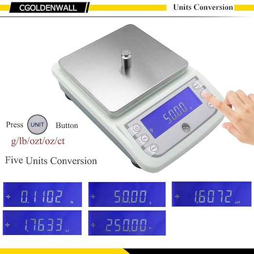 CGOLDENWALL 5000g 5kg 0.01g Lab Analytical Balance Digital Precision Electronic Scale Analytical Counter Automatic Calibration Commercial Scale High Precision Output RS232 and Automatic Calibration