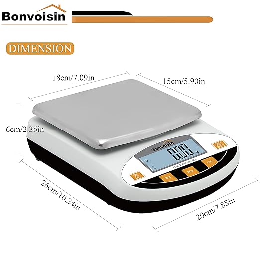 Bonvoisin Lab Scale 500gx0.01g Digital Precision Analytical Balance - High Precision Electronic Balance for Jewelry, Kitchen, Scientific, and Laboratory Use