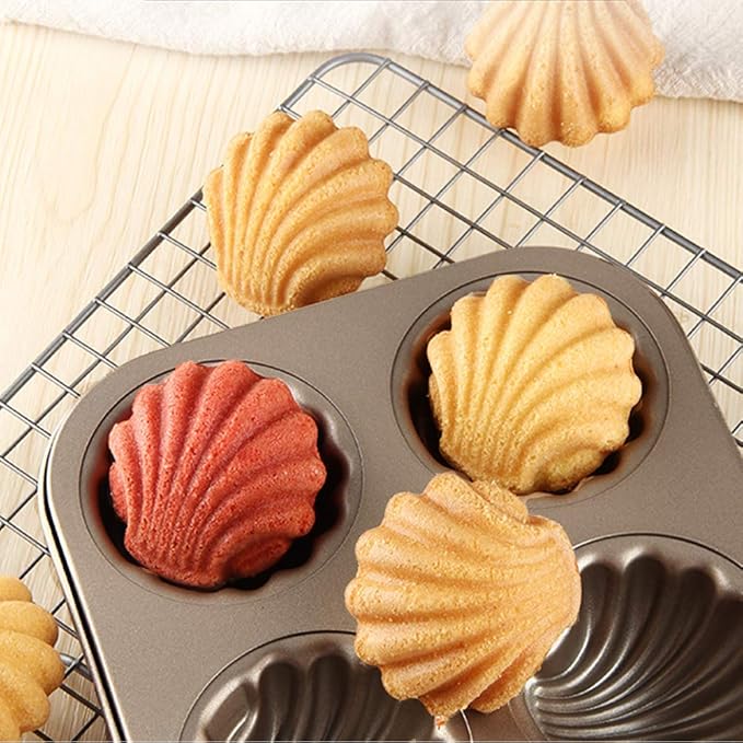 Webake Non-stick Madeleine Pans Carbon Steel Cake Pan French Dessert Mold Spherical Scallop Madeline Bakeware 2 Pack Set
