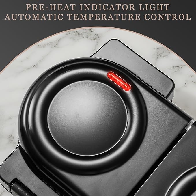 UVFAST Mini Waffles Maker with 8 Removable Plates, 4 in 1 Double Small Waffle Maker Mini- Classic Waffle, Heart Waffle, Griddle, Donut, 5" Non Stick Waffle Iron for Kids and Families, Black