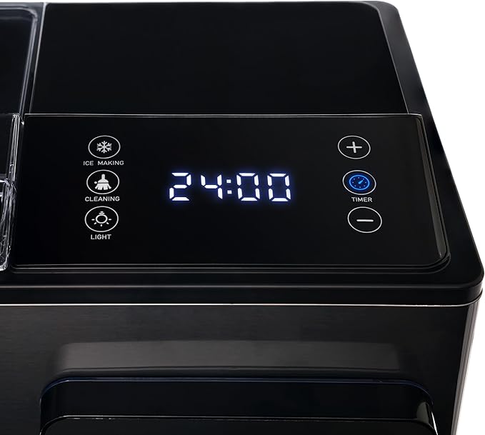 Luma Nugget Countertop Ice Maker, 44 lbs in 24 Hours, Black Stainless Steel Ice Machine, Perfect for Home Bar, Kitchen Countertop, RV, Home Office