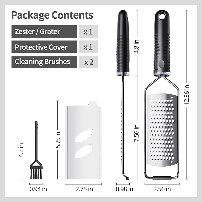 Cheese Grater with Non-Slip Handle, Extra Coarse Grater,L12" X W2.5"