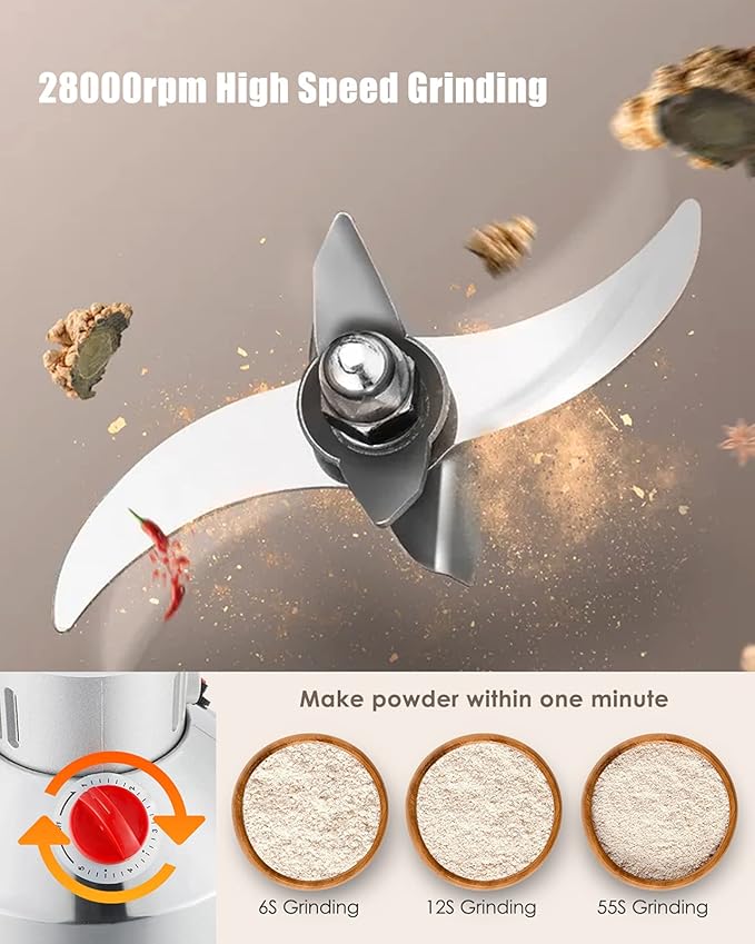 CGOLDENWALL 300g Handheld Grain Mill with A Set of Replacement Carbon Brush