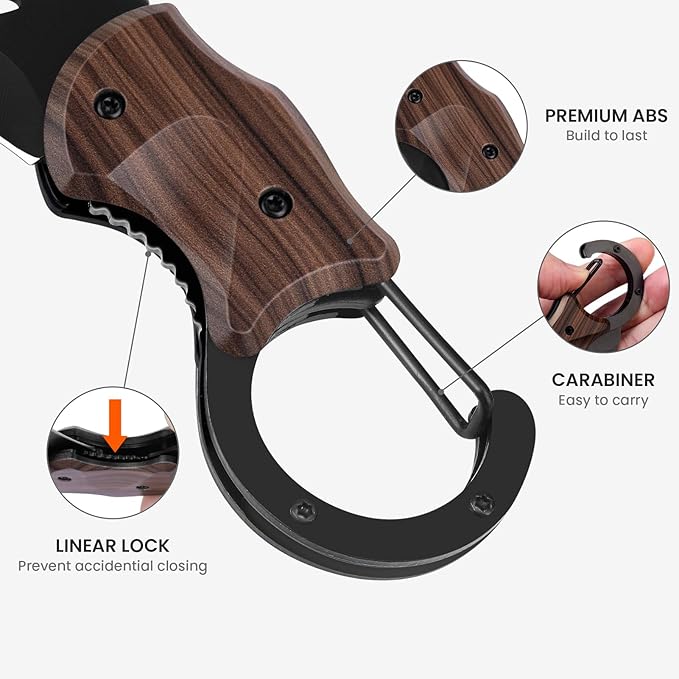 Small Pocket Knife for Men, Cool Box Cutter with 1.34 inch Sharp Blade, EDC Knives Tool for Everyday Carry (Wood Grain)