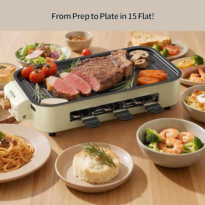 AORAN Indoor Grills Electric Smokeless – Versatile Smokeless Indoor Grill for Home Cooking, Featuring Indoor Grills Electric Smokeless, Skillet Griddle, and Kitchen Griddle White