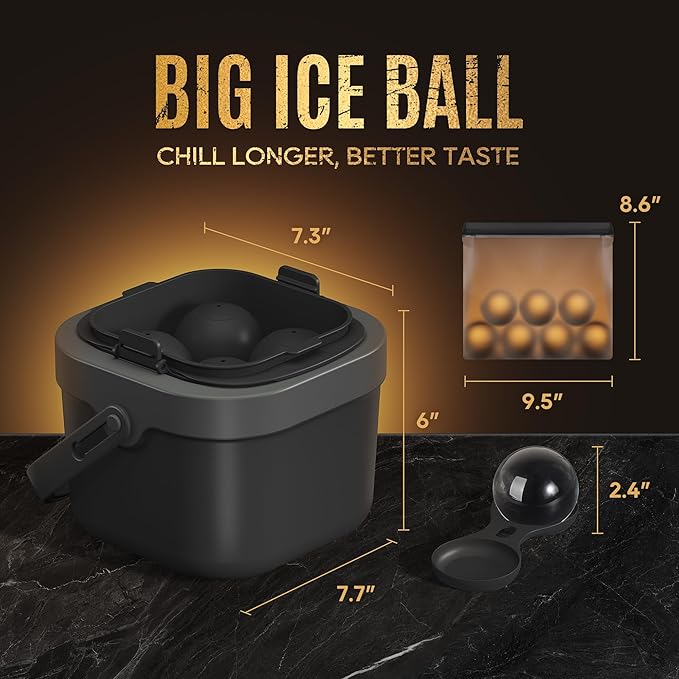 Mooues Clear Ice Ball Maker Mold, Whiskey Ice Cube Tray, 2.4 Inch Large Round Ice Molds for Cocktails Whisky Bourbon Liquor, Best Dad Ever Gifts for New Dad Husband Men who Have Everything