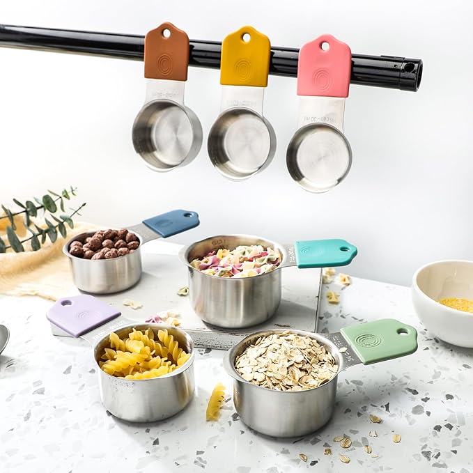 Magnetic Measuring Cups Stainless Steel Magnetic Measuring Cups Set of 7 Stackable Nesting Heavy Duty Metal Measure Cup for Measuring Dry or Liquid Ingredients