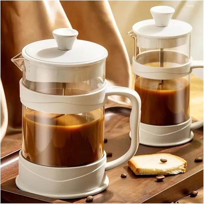 Transparent Glass French Press Pot Heat-resistant Coffee Teapot Filter Cup Hand Punch Cold Brew Pot Household Office Coffee Cups(1pcs1L)