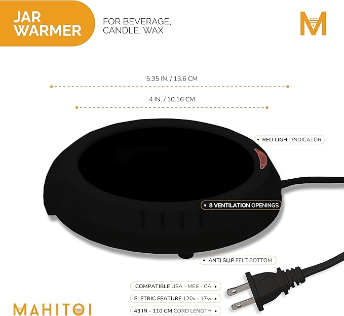 Durable Heavy Portable Large Warmer Safe Plate for Candle Jar & Mug Warmer, Space Black Pack