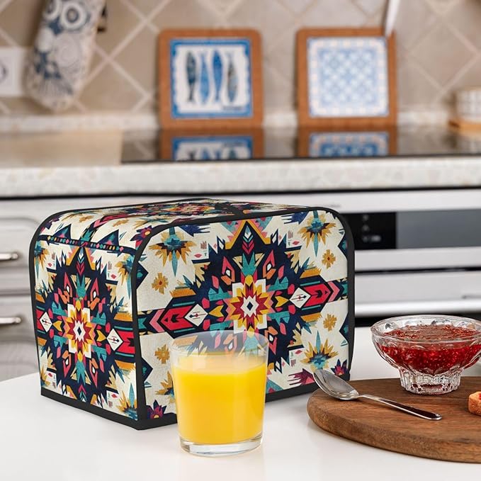 Southwestern Pattern Toaster Cover 2 Slice, Cute Country Bread Machine Cover, Washable Toaster Kitchen Small Appliance Cover Stain Resistant,with Top Handle