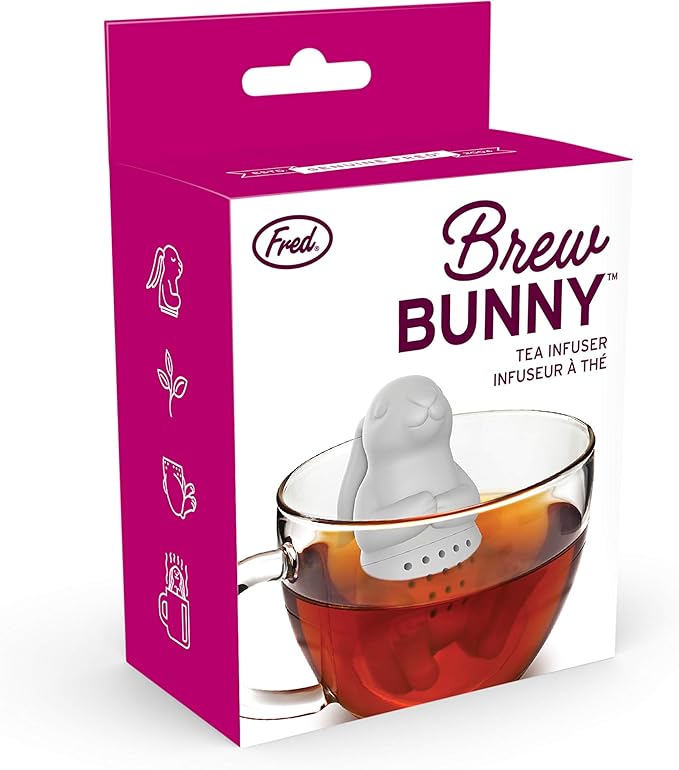 Genuine Fred, BREW BUNNY, Rabbit Reusable Silicone Tea Infuser, Gray, Fun Gift for Tea Lovers, Clever Kitchen Gadget