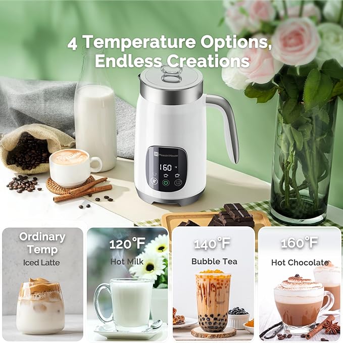 Maestri House Milk Frother, Variable Temp and Froth Thickness DualFro 400 Milk Frother and Steamer, 14.1OZ/400ML Smart Touch Control Foam Maker, Memory Function for Latte, Warm Milk, Hot Chocolate