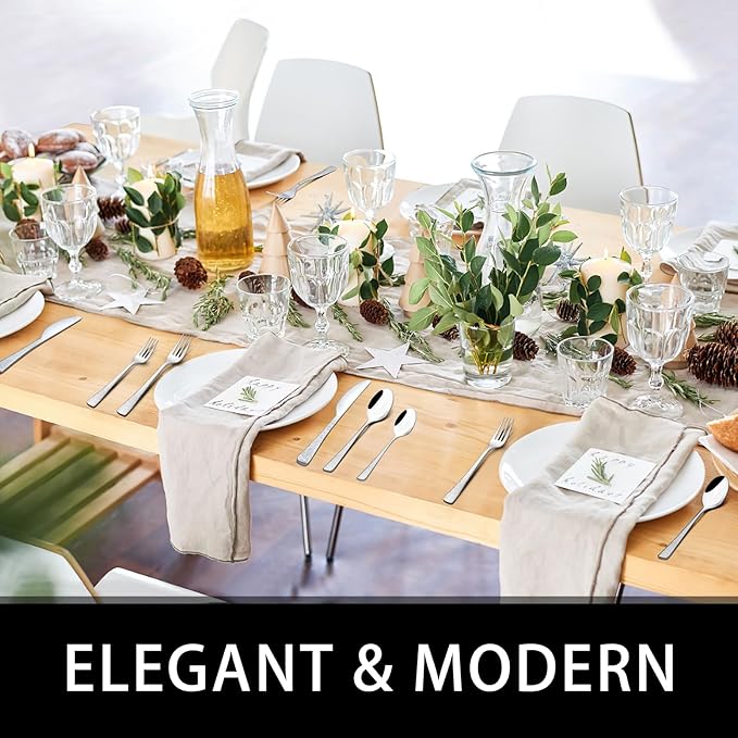 49-Piece Silverware Set with Organizer, Food-Grade Stainless Steel Flatware for 8, Cutlery Utensil Sets with Steak Knives, Rust-proof, Mirror Polished, Dishwasher Safe, Silver Tree Pattern