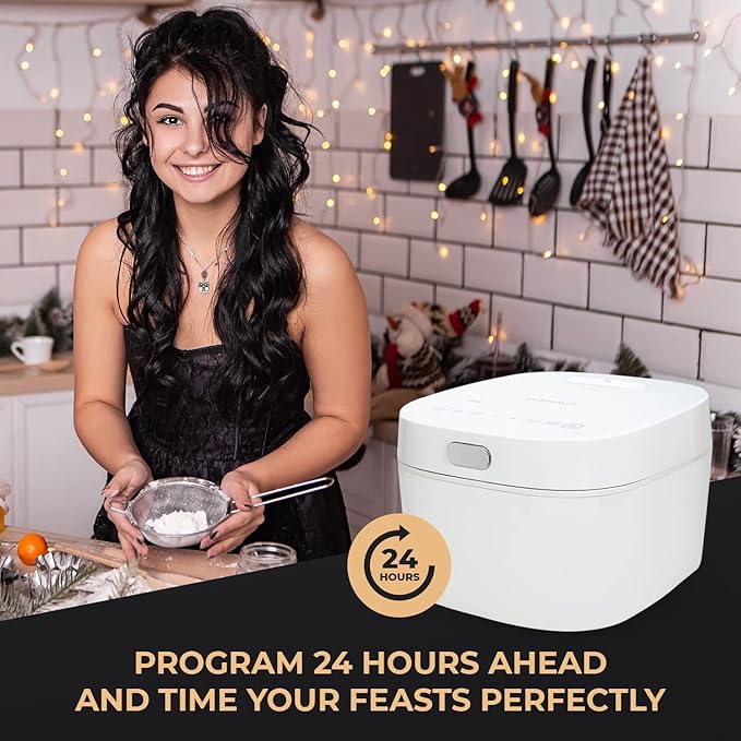 Buffalo SMART COOKER Induction Heating IH Rice Cooker and Warmer, 1 L, 5 cups of rice, Non-Coating inner pot, Efficient, Multiple function, White (5 cups)