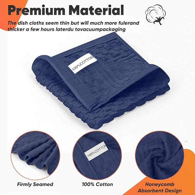 Oven Mitts Kitchen Towels and Dishcloths with Pot Holders Sets, Oven Gloves Hot Pads 500°F Heat Resistant with Silicone Grip, Include 2 Cooking Gloves/2 Potholders/4 Kitchen Towels/4 Dish Towels